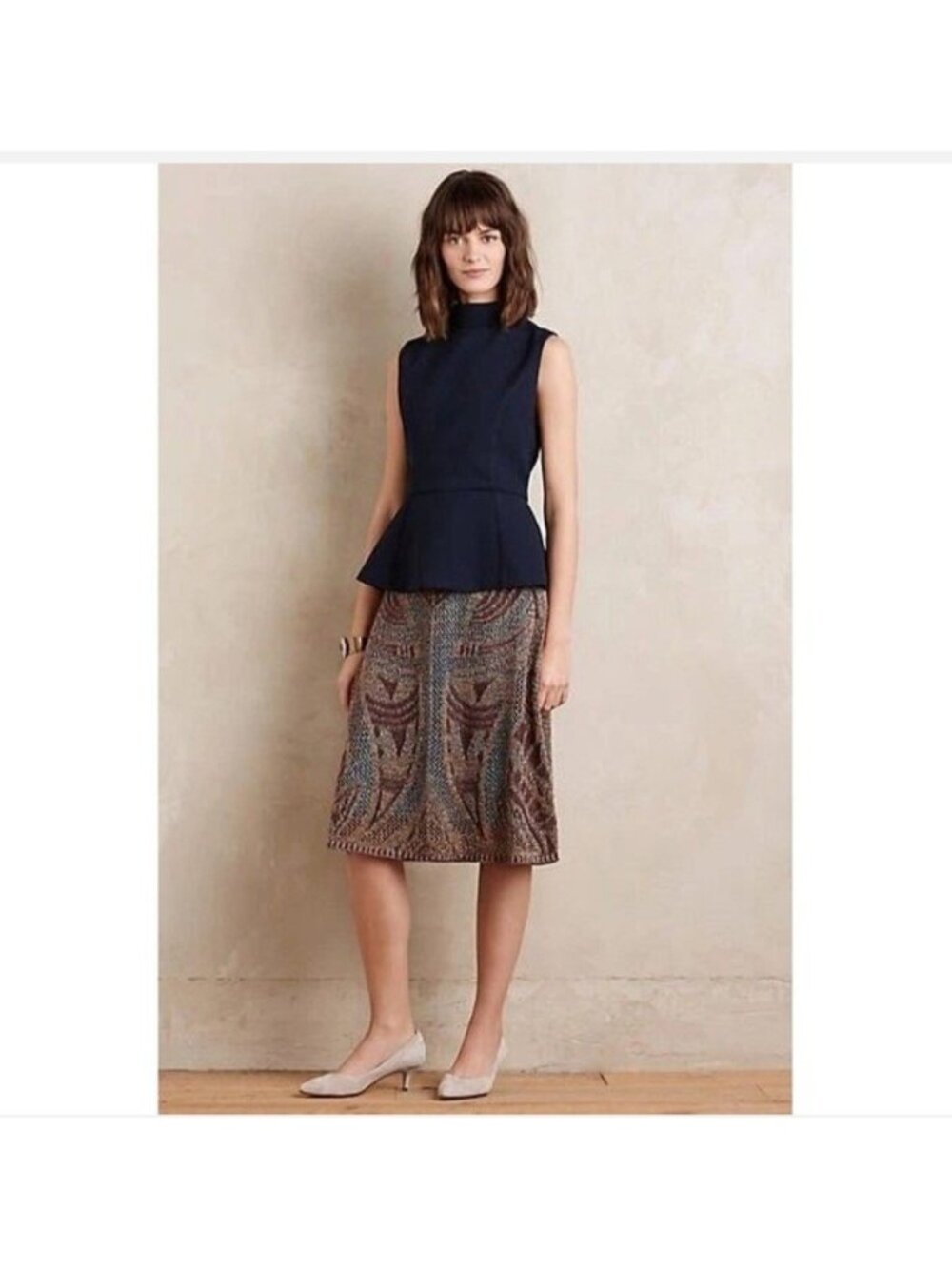 Cecilia Prado Anthropologie Knit Metallic Sweater Skirt - Picture 3 of 12